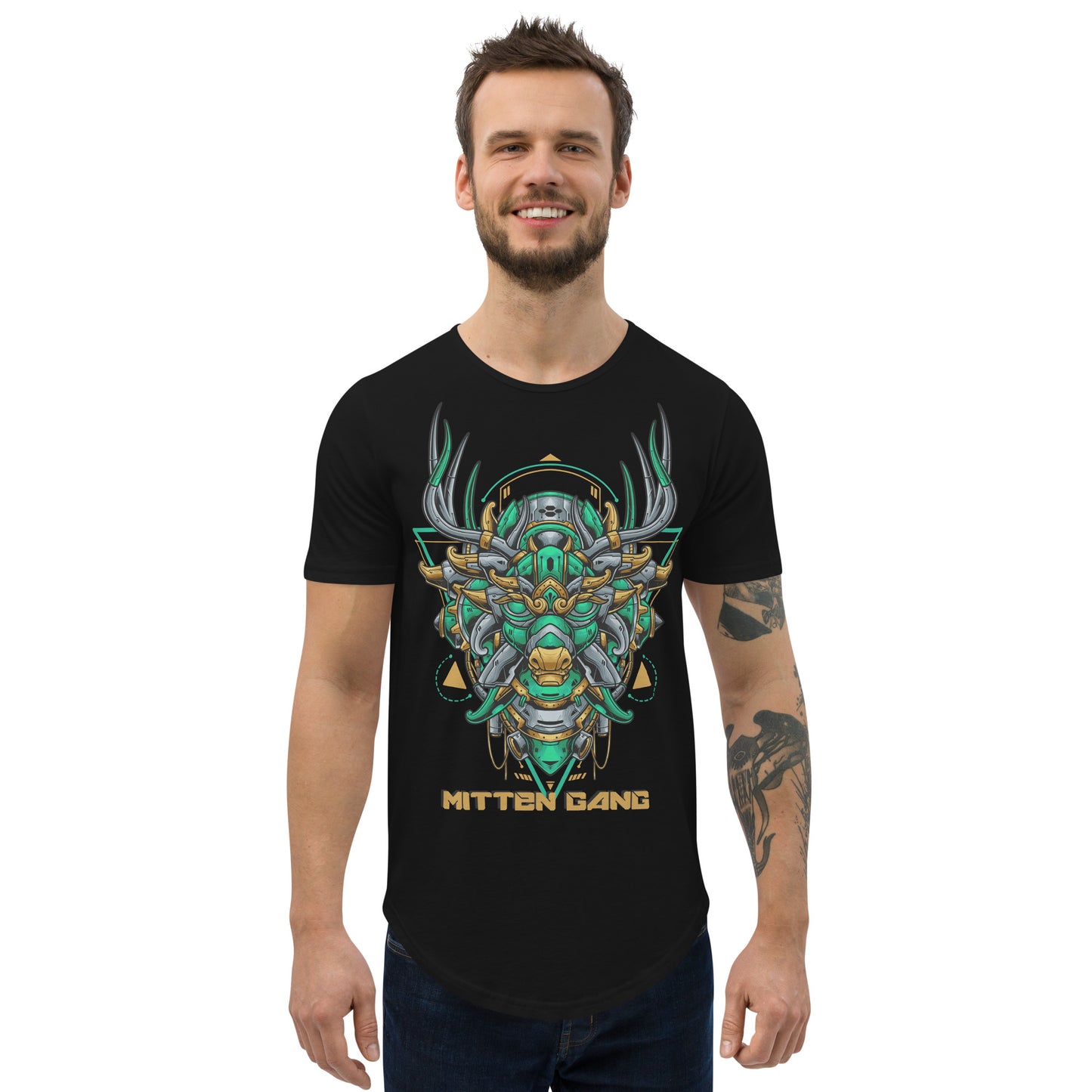 Mecha-Deer Curved Hem T-Shirt