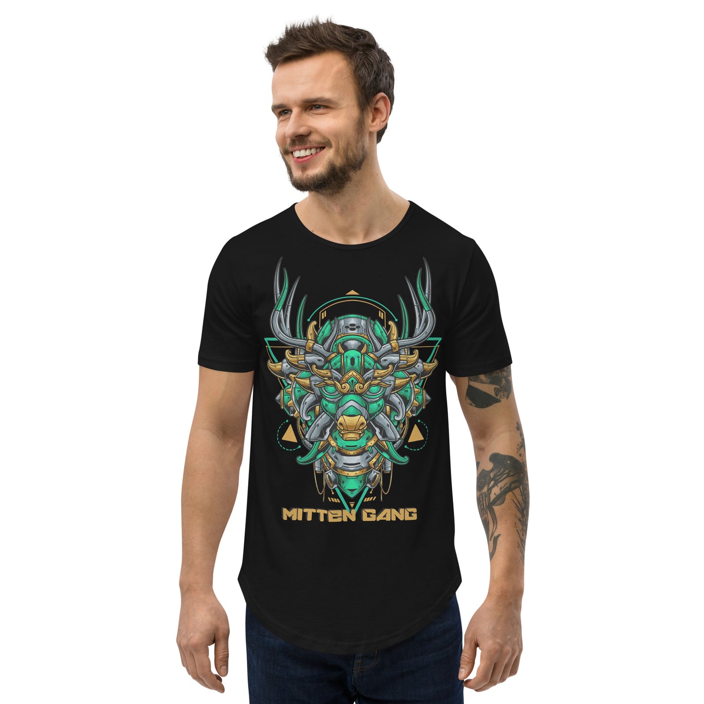 Mecha-Deer Curved Hem T-Shirt