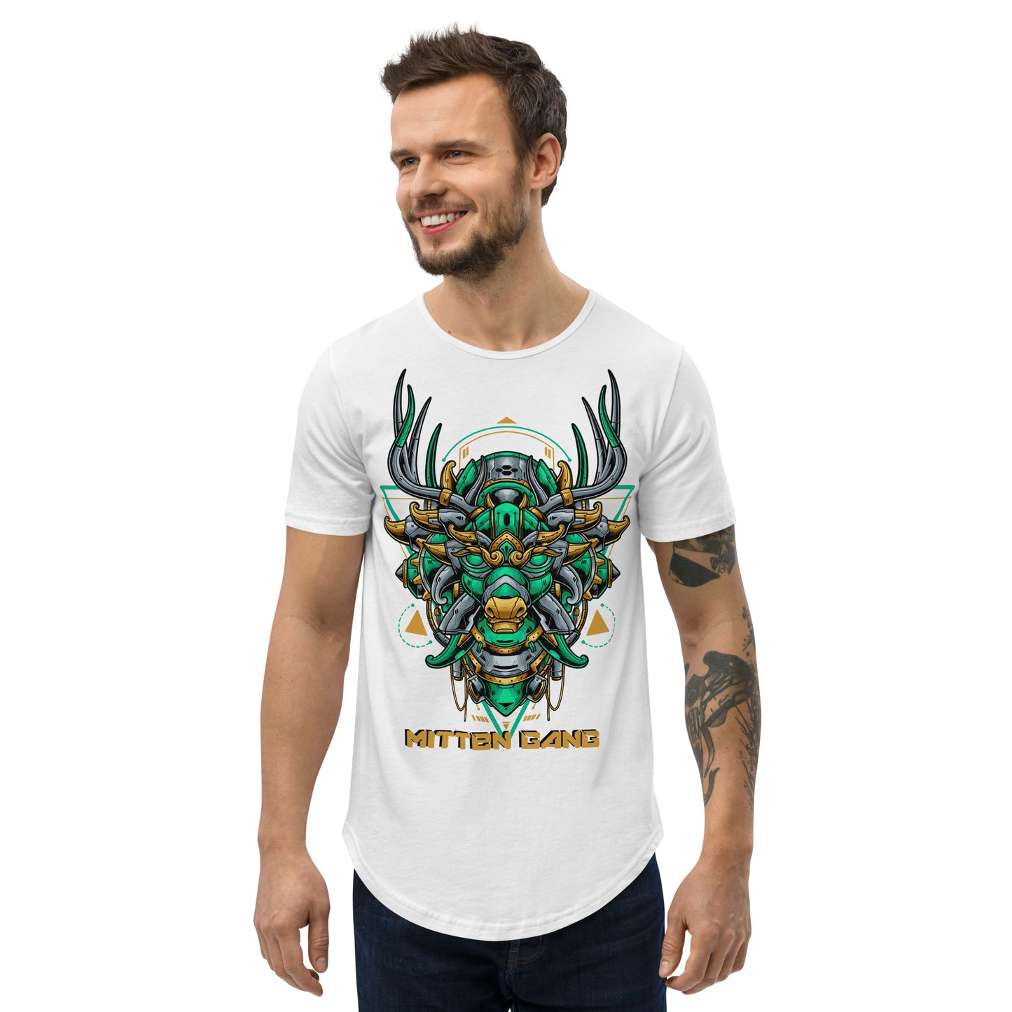 Mecha-Deer Curved Hem T-Shirt